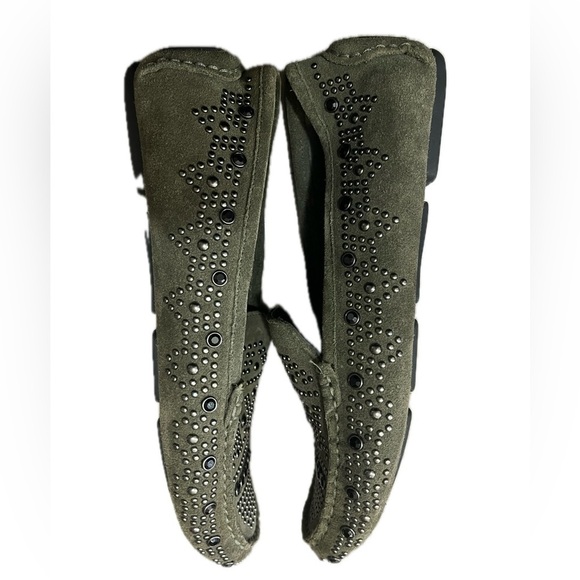 Donald J Pliner Suede Studded Loafers, Women’s Size 7.5M, Olive Green - Picture 13 of 13